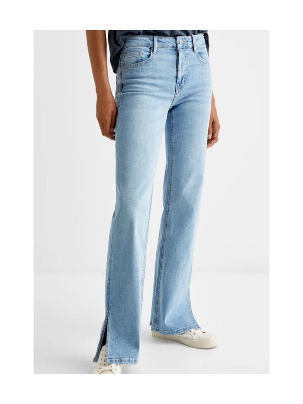 MANGO Teen - Blue Straight Side Split Hem Jeans (Teen Size L, Women's Size M)